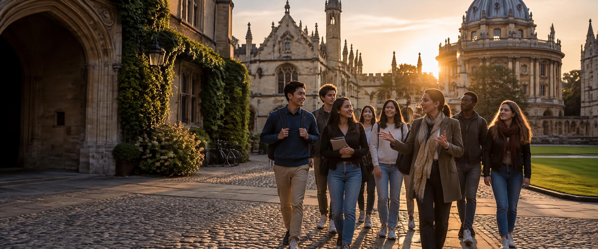 International students on a guided university campus visit
